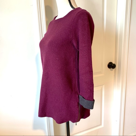 NANETTE LEPORE Wool Blend Contrasting Cuff Zippered Hem Sweater—SZ. Small - Picture 3 of 11